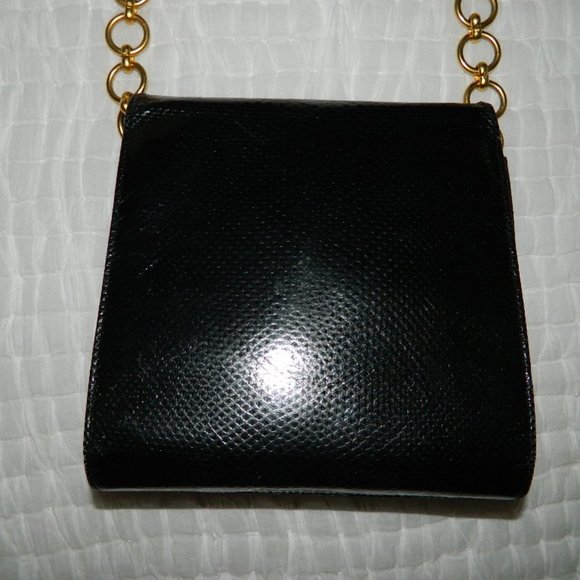 Donna Karan Black 100% Auth. Snake Skin Evening Bag - Picture 7 of 16